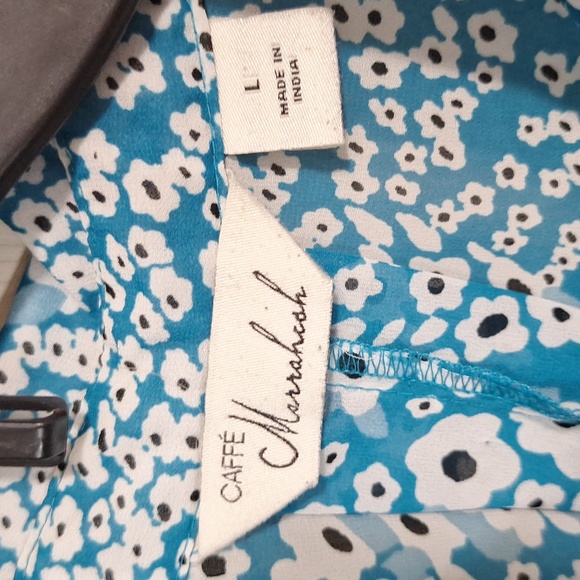 Caffe Marrahesh chiffon quarter pullover tunic shirt ¾ sleeve - L - blue - Picture 3 of 10